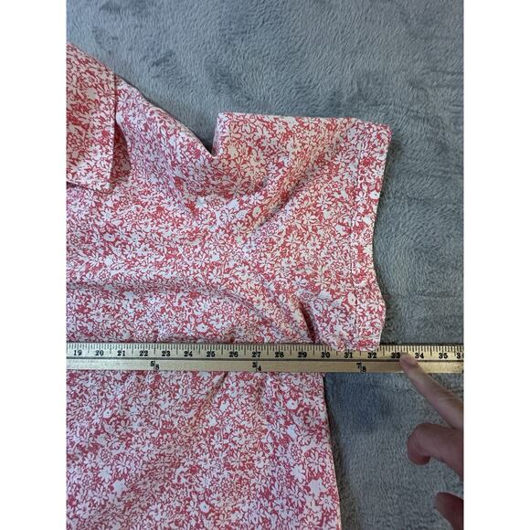 Basic Editions Plus Size 4X Red Floral Print Short Sleeve Button Down - Picture 7 of 8